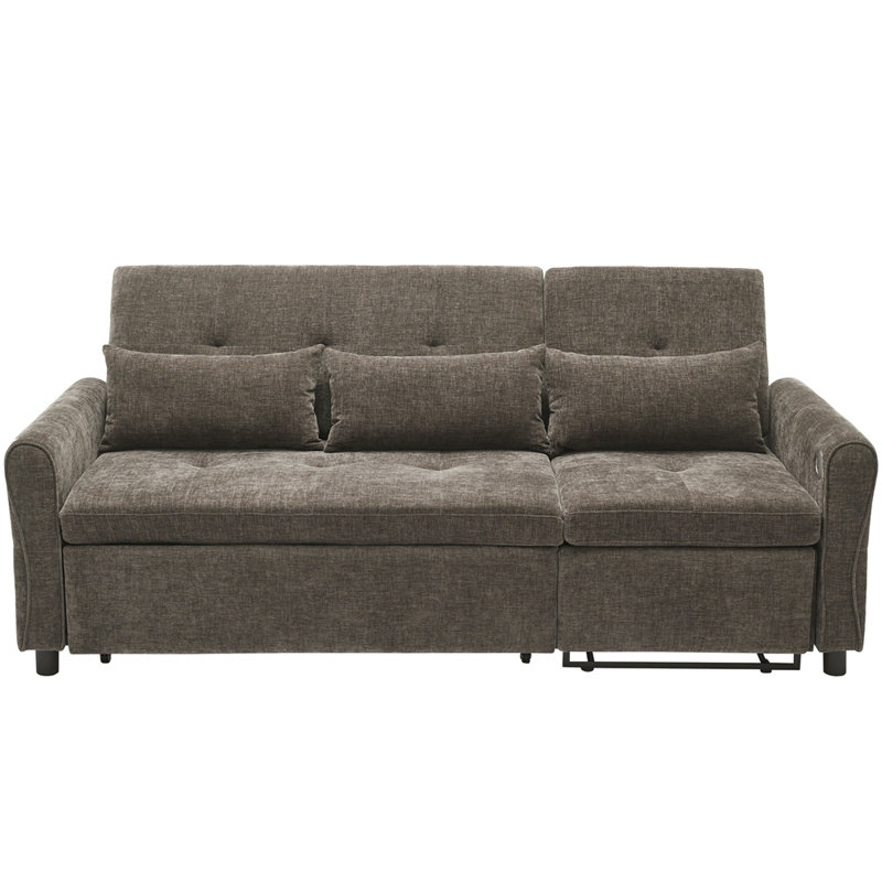 Contemporary Style 2-in-1 Sofa 82" Three-seater Sofa with a Sofa Bed and a Reversible Recliner Sofa for Living Room