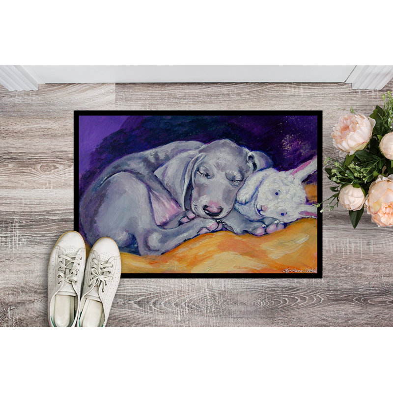 Tapis de porte d’extérieur antidérapant de lapin weimar snuggle, Rectangle 2 pi x 3 pi