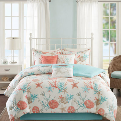 Ensemble de literie en coton 7 pièces - très grand, très grand édredon corail, thème
