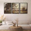 «Rurale, idylle, au bord du lac, arbres et paysage pastoral, Illustration de la nature, décor», 3 pièces sur toile-98249549-98249551