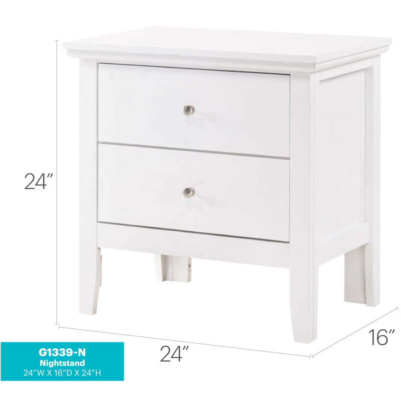 Table de chevet transitionnelle élégante, Blanc
