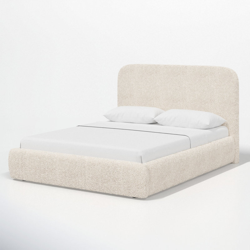 Upholstered Bed, Twin, Plush Ivory Boucle
