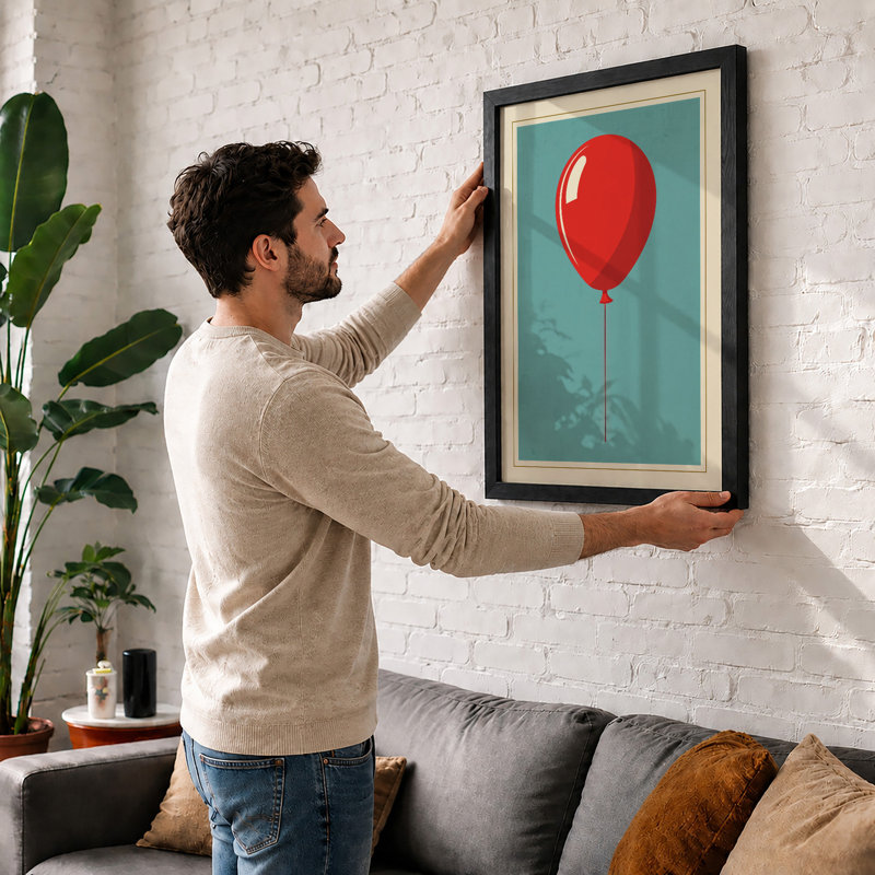 Red Balloon Mid-Century - Framed Print, Unframed, A1 - 84.1 x 59.4 cm