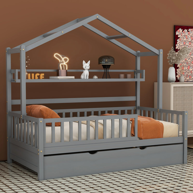 Huntingdon Twin House Daybed with Trundle by Harper Orchard, Gray