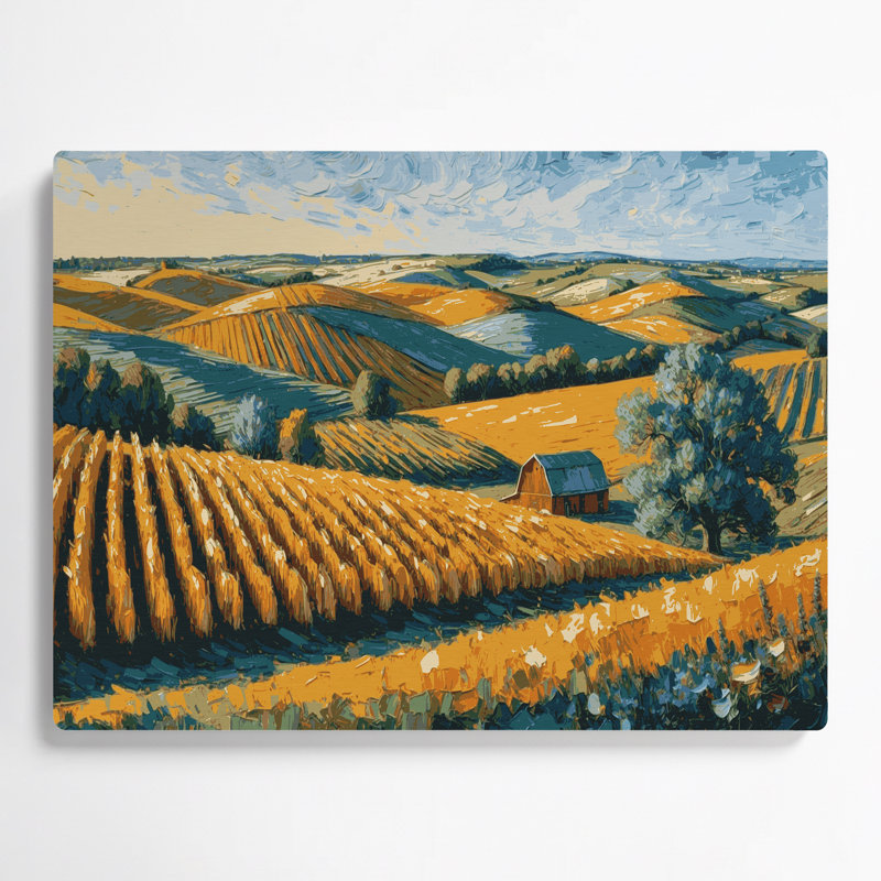 Farm Rolling Hills Grey Metal Wall Art, 12" H x 18" W