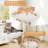 48.5” Solid Wood Cat Tree with Hanging Cradle Jute Scratching Post Perch Soft Plush