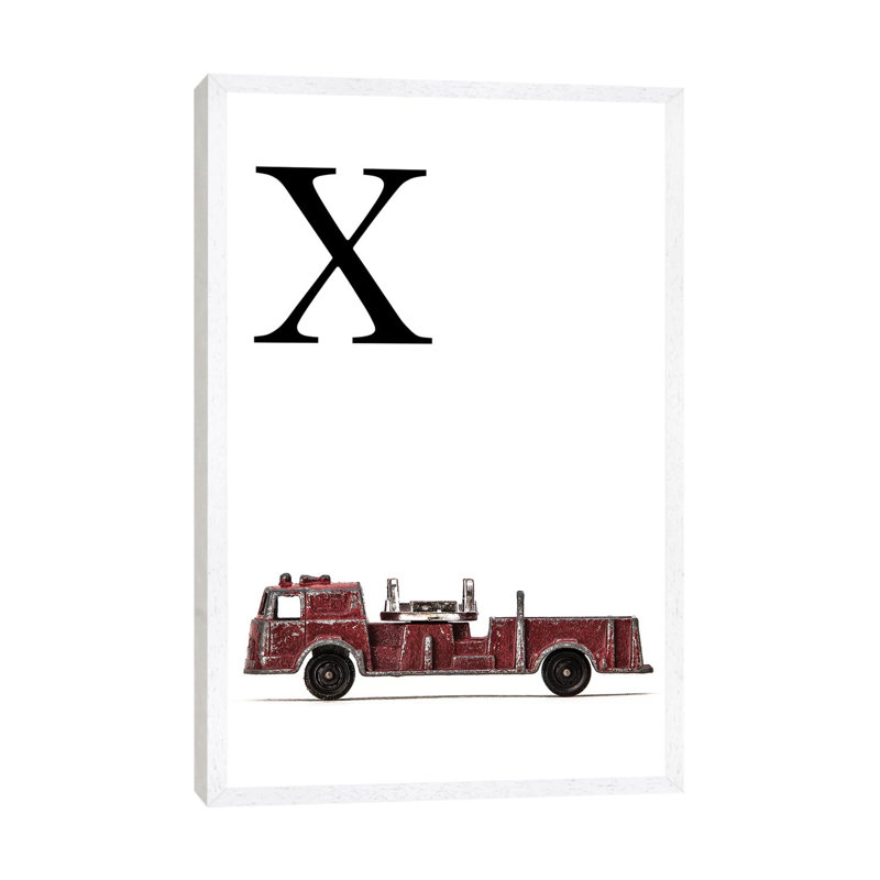 X Fire Engine Letter - Print on Canvas, 101.6 cm H x 66.04 cm W, White Framed