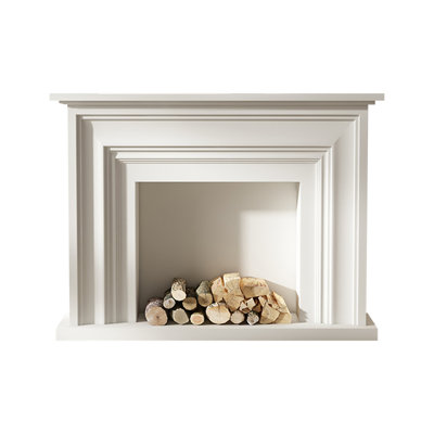 White Solid Wood Freestanding Fireplace