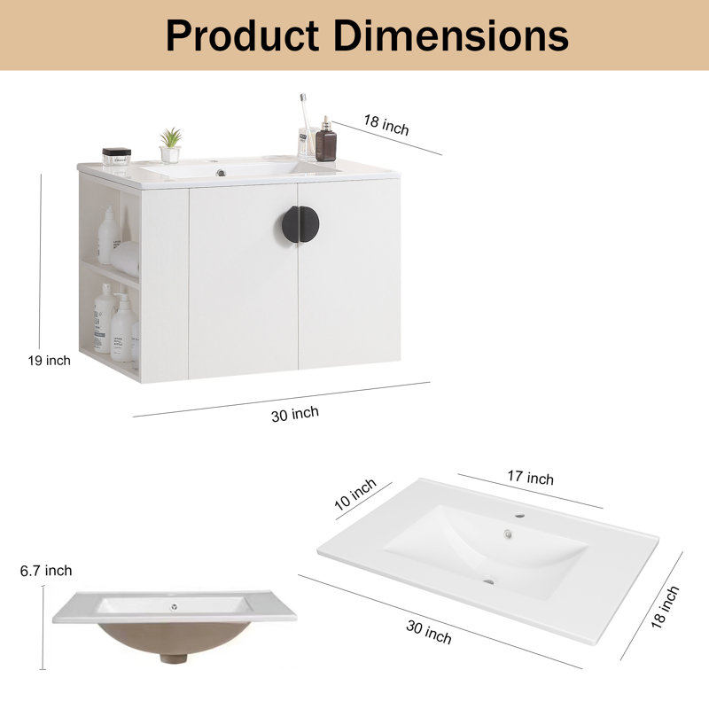Lerlean 30'' Single Bathroom Vanity with Top