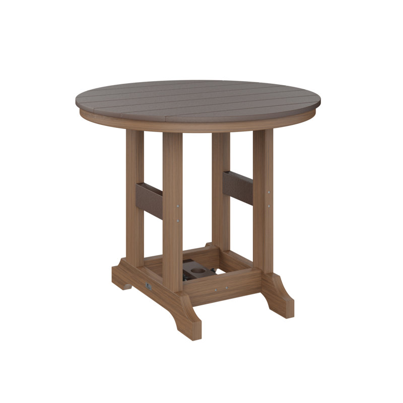 Garden Classic Outdoor Round Dining Table, Chocolate Brown, Antique Mahogany