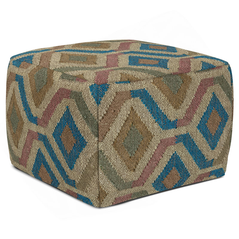 Johanna - Pouf carré - Multicolore - Tissu, Tissu vert
