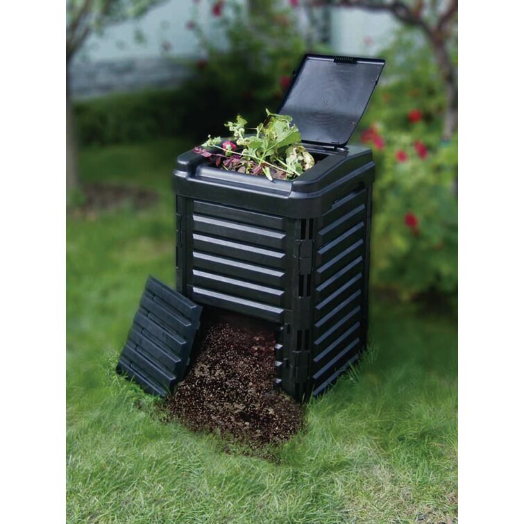 80 Gal. Large Capacity Stationary Composter Garden Compost Bin in Black