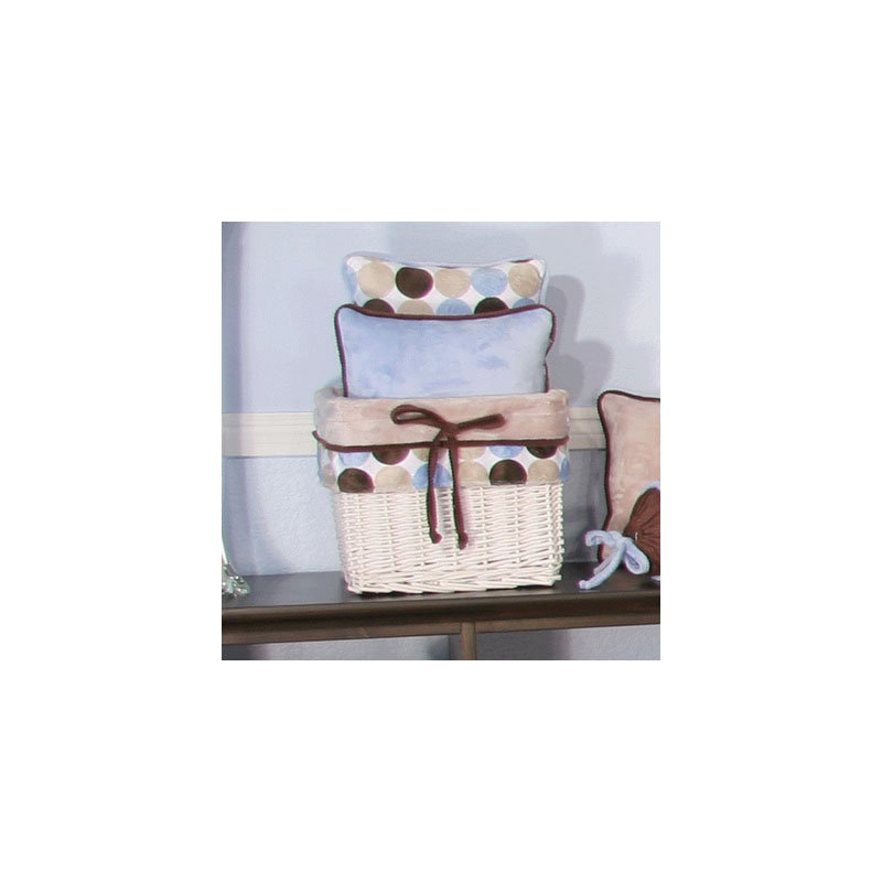 Panier en osier Minky, Bleu / beige / brun