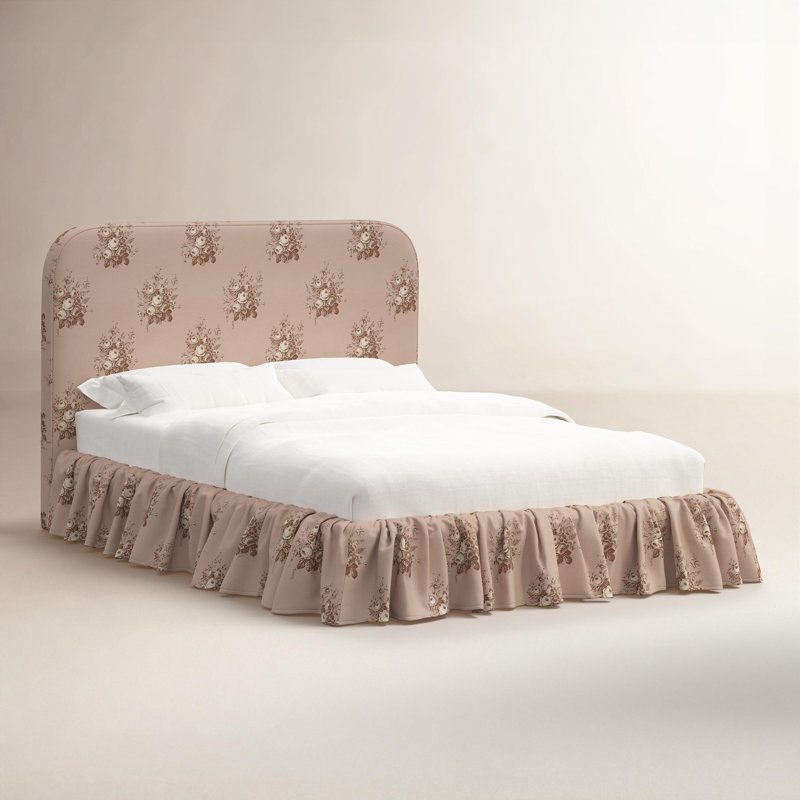 Lit plateforme à volants Mina, Lit simple, Corsage Blush