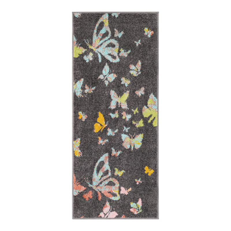 Unique Loom Butterflies Whimsy Kids Rug, Runner 2'2" x 5'1"