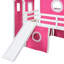 Lit mezzanine double rose avec glissoire et tente en forme de clôture, contreplaqué de pin, espace supplémentaire pour lire des bandes dessinées avec glissade, tour solide, jeu semi-fermé