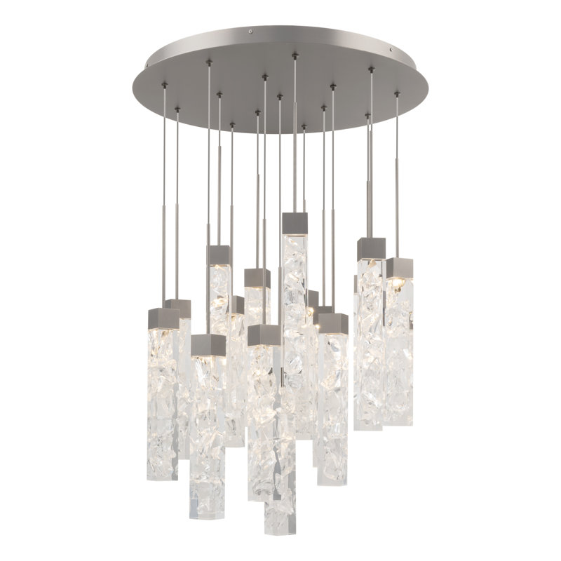 Luminaire suspendu rond Minx Cluster, Nickel antique, H 160 po x l 23 po x P 23 po, 15