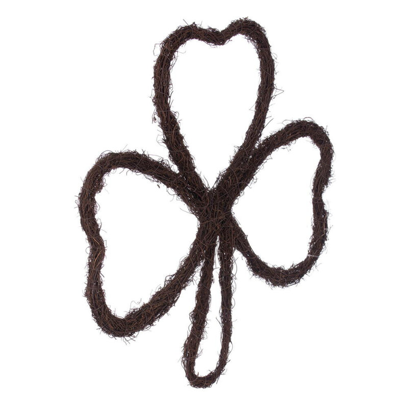 24"H x 24"W Shamrock Outline Wreath. Made of natural twigs.