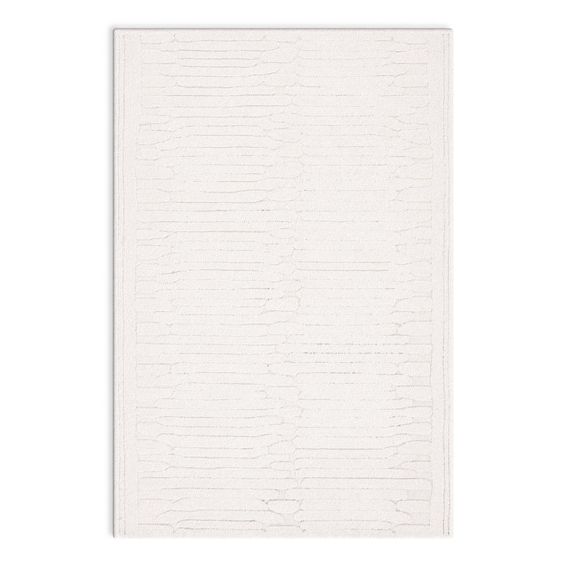 Elona Hand Tufted Wool/Cotton Area Rug in Ivory, Rectangle 4' x 6'