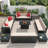 15-Piece 12-Person PE Rattan Outdoor Conversation Set with Fire Pit -790116343