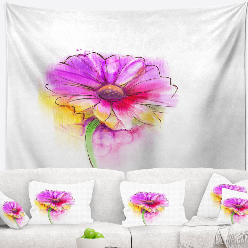 Tapisserie mauve et jaune Gerbera, H 32 po x l 39 po