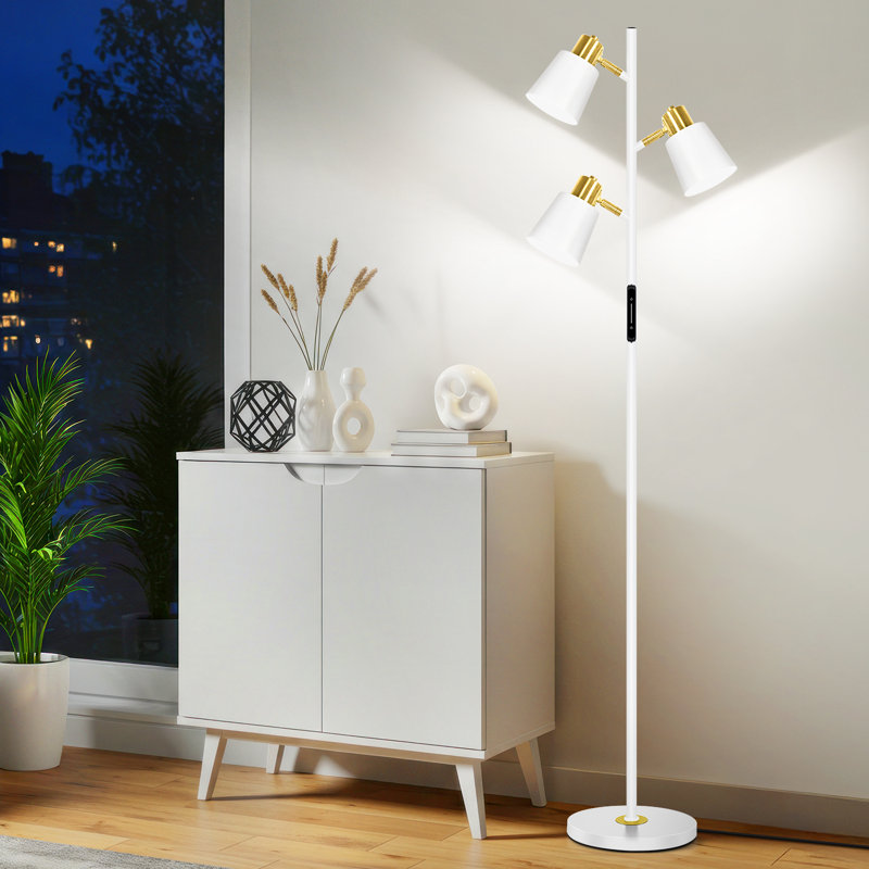 67" Tree Floor Lamp with Remote Control and 3 Bulbs included, White