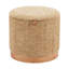 Pouf rond de 50 cm (20 po) en bois jaune et naturel et revêtement, avec rangement