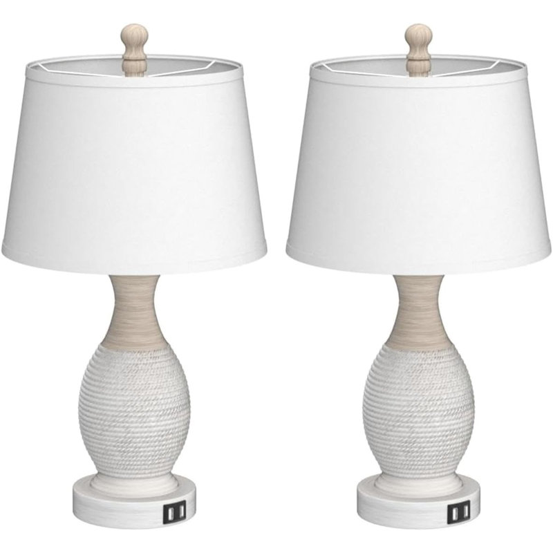 Edge Desk Lamp With White Fabric Lampshade