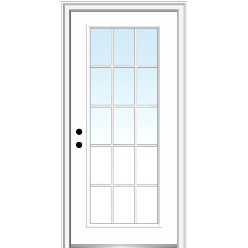 Internal Grilles Primed Fibreglass Prehung Front Entry Doors, Right Hand/Inswing, 81.75" H x 34" W x 4.56" D