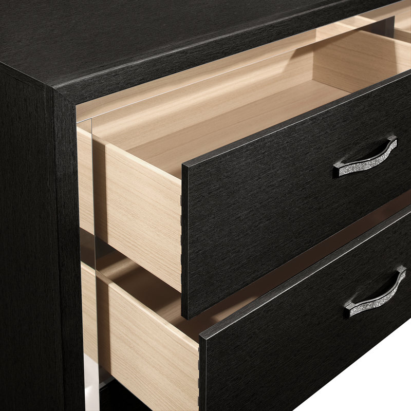 Maxo 58.4'' W 6 - Drawer Dresser, Black