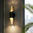 2-Light 22.4"H Modern Black Gold Cylinder Wall Sconce Bath Vanity Light