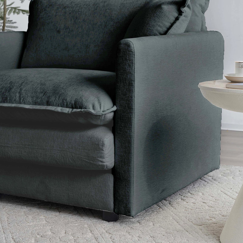 Tissu de salon moderne - chenille grise 2 avec 4 coussins, fabrication en bois, support de canapé relaxant,