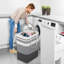 Grand panier à linge pliable avec poignées faciles à transporter, panier à linge autoportant pour la lessive, chambre à coucher, dortoir, serviettes, jouets, gris dégradé
