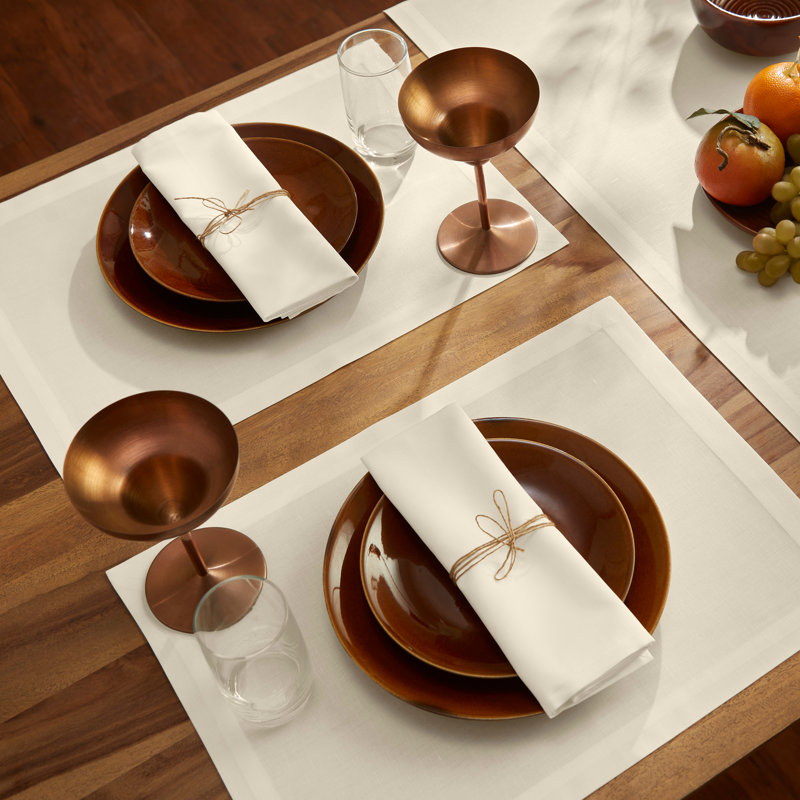 Dru - Cotton Linen Dinner Napkins, Ivory