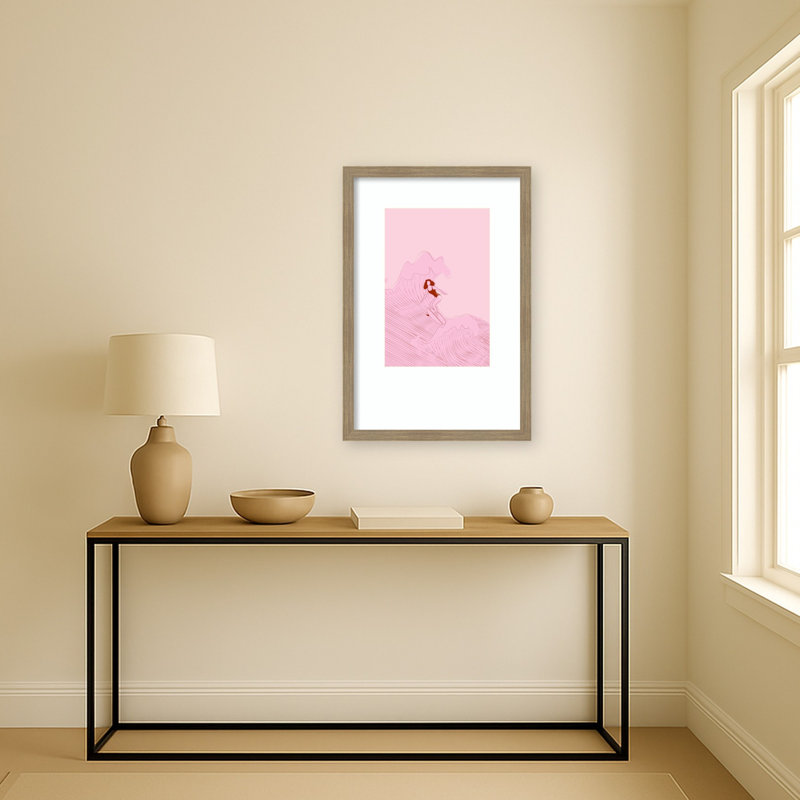 «Pinkwave» par Treechild, impression sur bois encadrée, 18 x 26