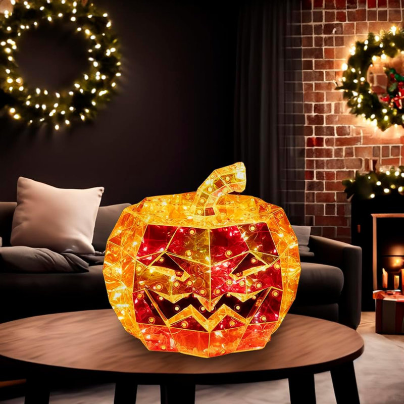 Jack-O-lanterne holographique orange à 100 lumières Kurt Adler, H 6,5 po x l 7,5 po x P 7,5 po