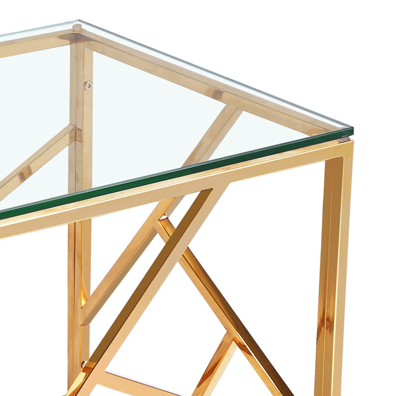 Laith Glass Top End Table, Gold