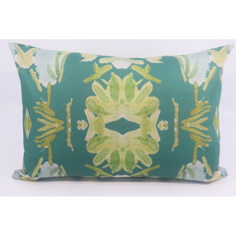 Wildflowers I Small Repeat Luxury Throw Pillow, Dark Green Floral