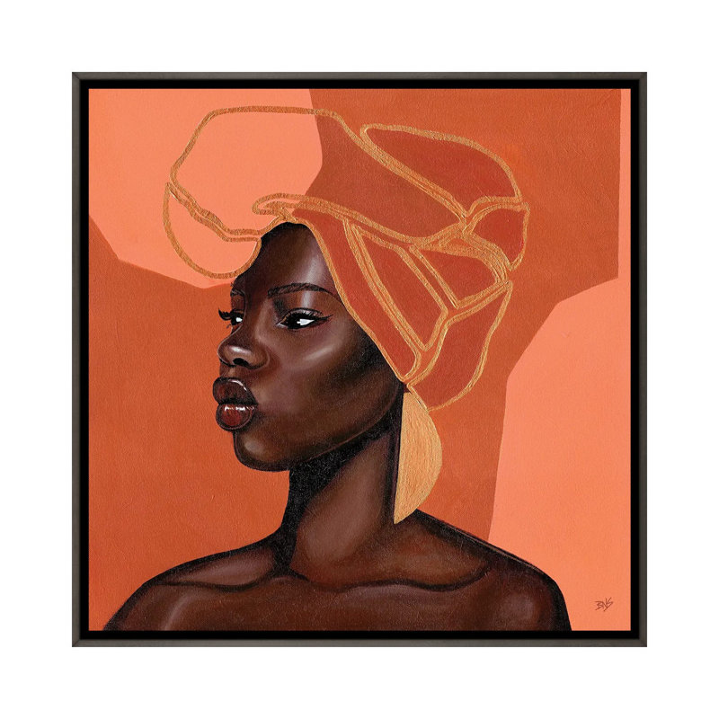 « Adah » par Bria Nicole-impression d’art graphique, H 26 po x l 26 po x P 1,5 po, Toile encadrée de bois rustique foncé