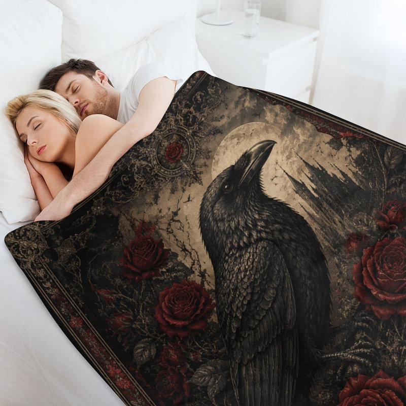 Jeté Raven Roses Moon Castle, 40 po x 50 po