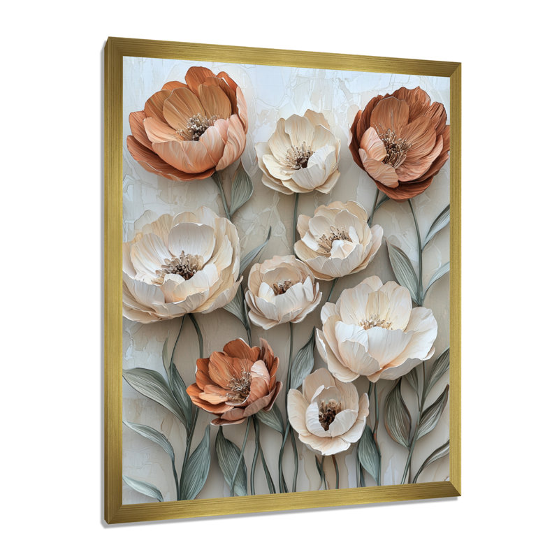 Bellver - salon d'art mural floral, H 40 po x l 30 po, Reproduction encadrée d'une seule photo, Doré