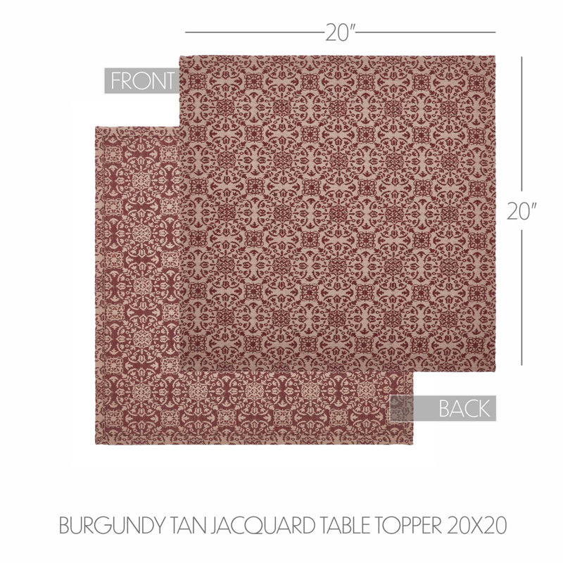 Plateau de table géométrique , Carré 20 po, Brun clair, rouge