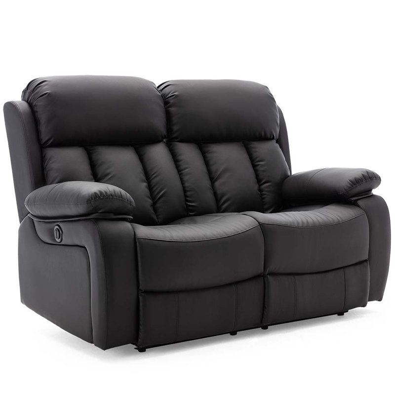 Deneka 2 Seater Reclining Sofa, Black
