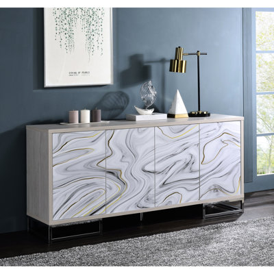 Finish Console Cabinet With White Marble Paint Look - Versatile Storage & Enhance Your Entryway