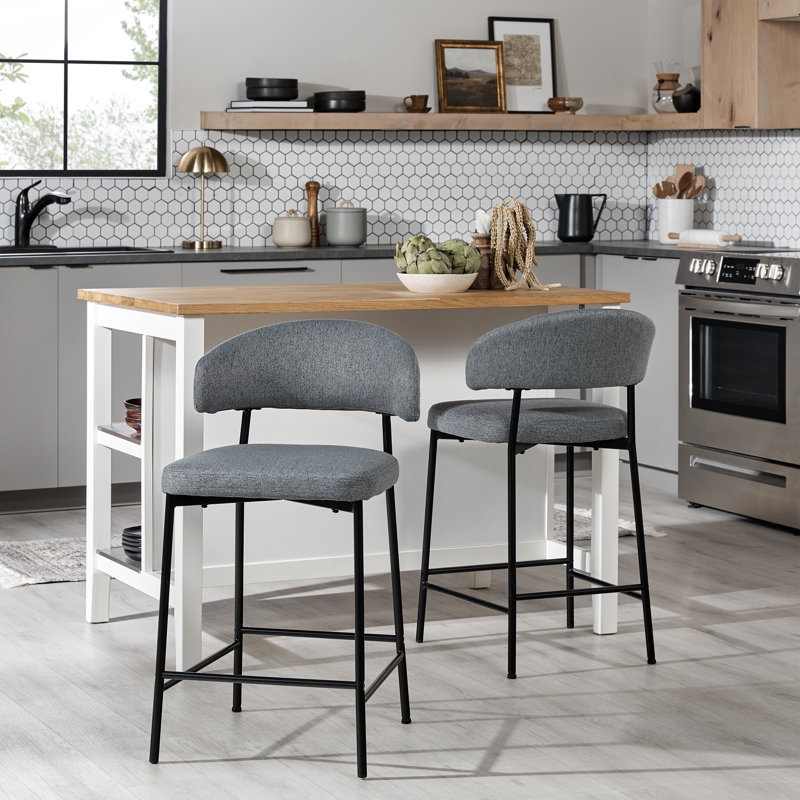 Jerwin 24.38'' Upholstered Counter Stool, Charcoal