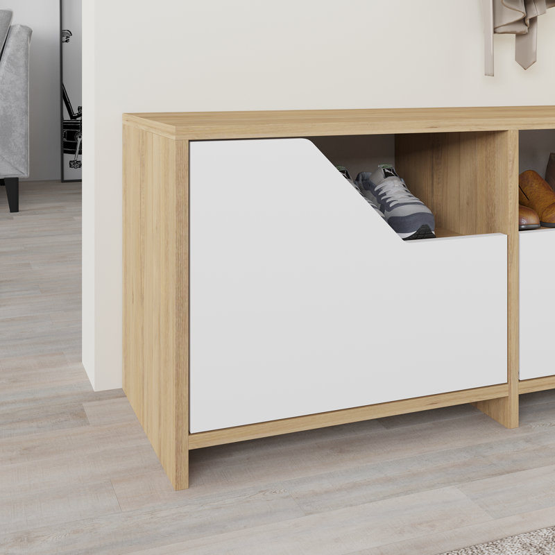 8 Pair Shoe Storage Cabinet, Sapphire Oak/White