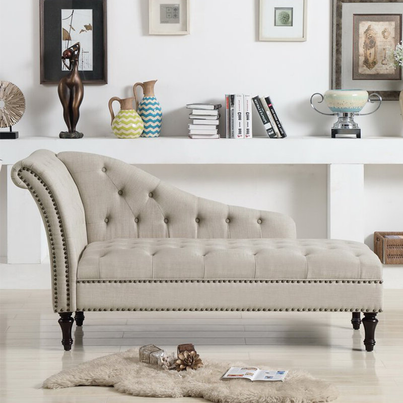 Chaise longue élégante de qualité décontractée, Orienté à gauche (vu de face), Blanc cassé, Noir, noir, noir, noir