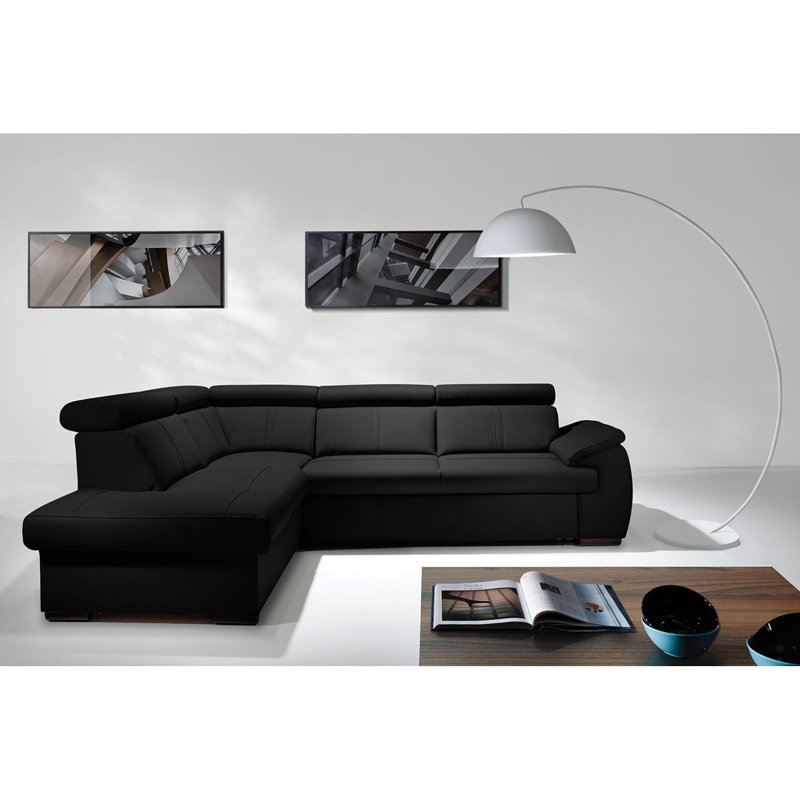 Markwart 5 Seater Sofa Bed, Left Hand Facing, Black