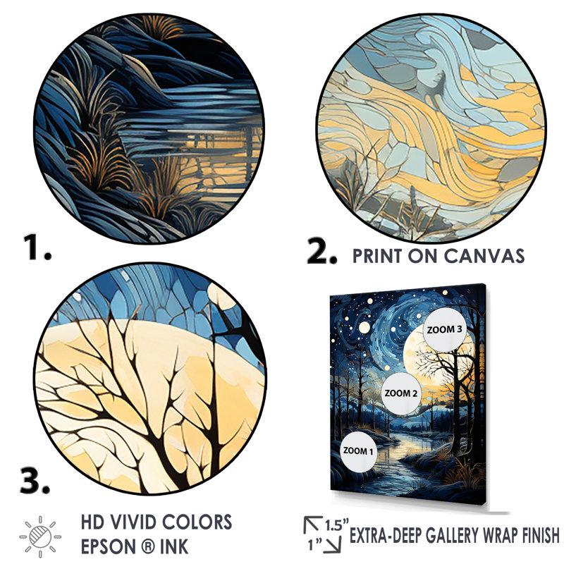 Indigo Intrigue Water Stream sur toile, Cadre photo blanc, H 20 po x l 12 po x P 1 po