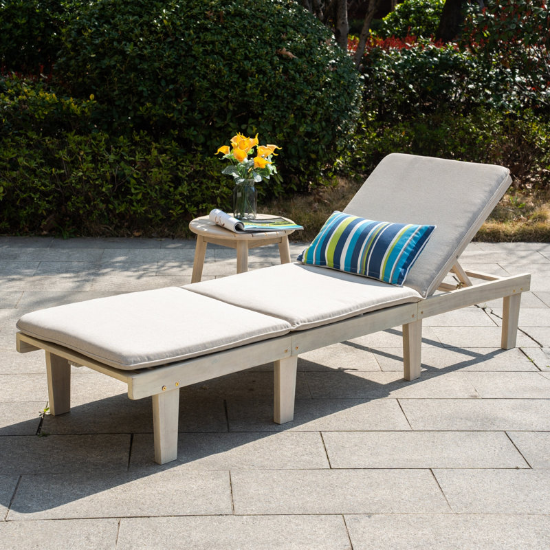 Sadir 200cm Long Acacia Sun Lounger, 1